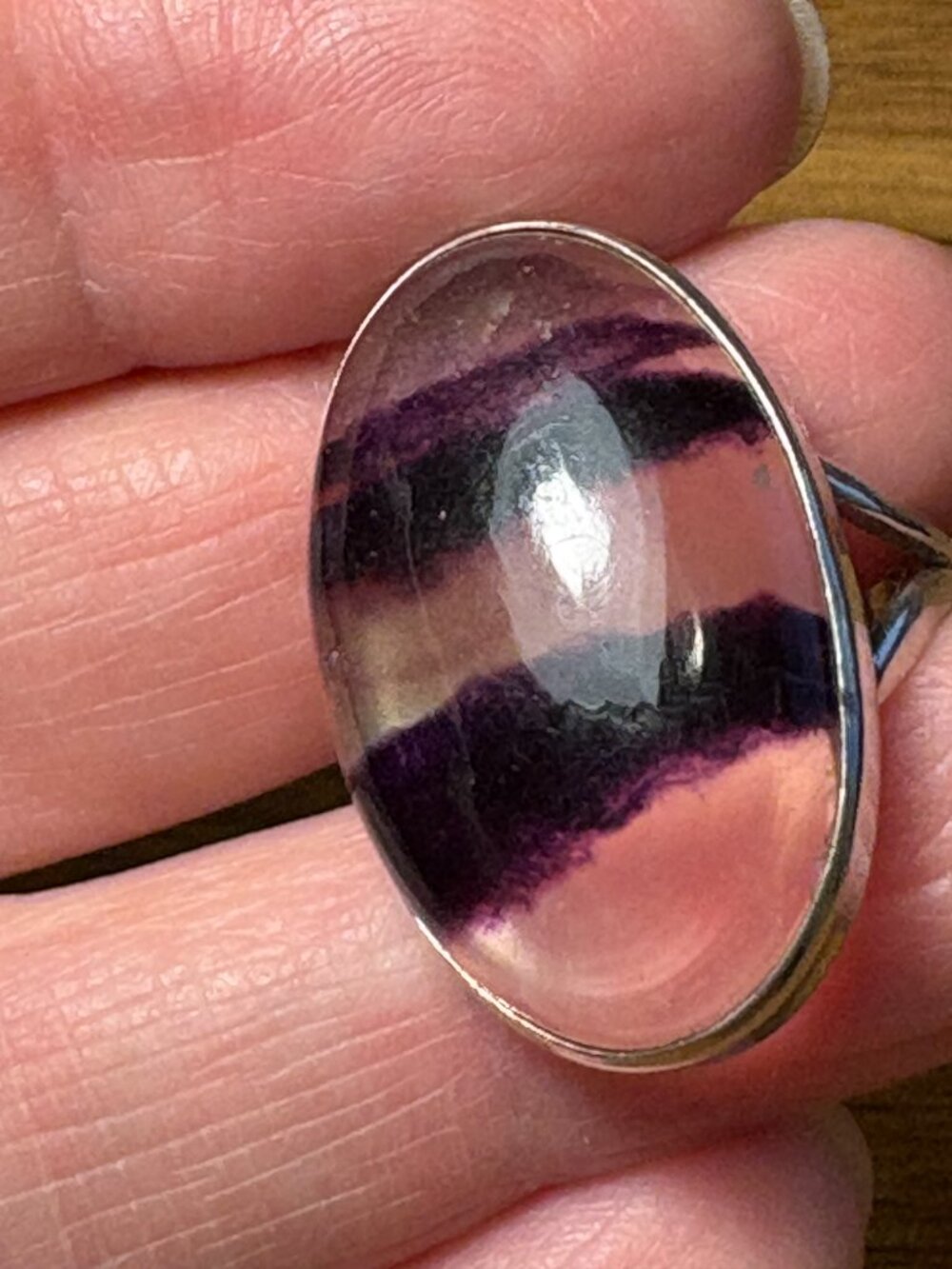 Handcrafted Solid Sterling Silver and Amethyst Quartz Ring Size 6.75 - Picture 4 of 8